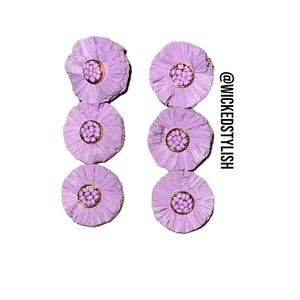 BURU lavender purple raffia beaded statement earrings💜